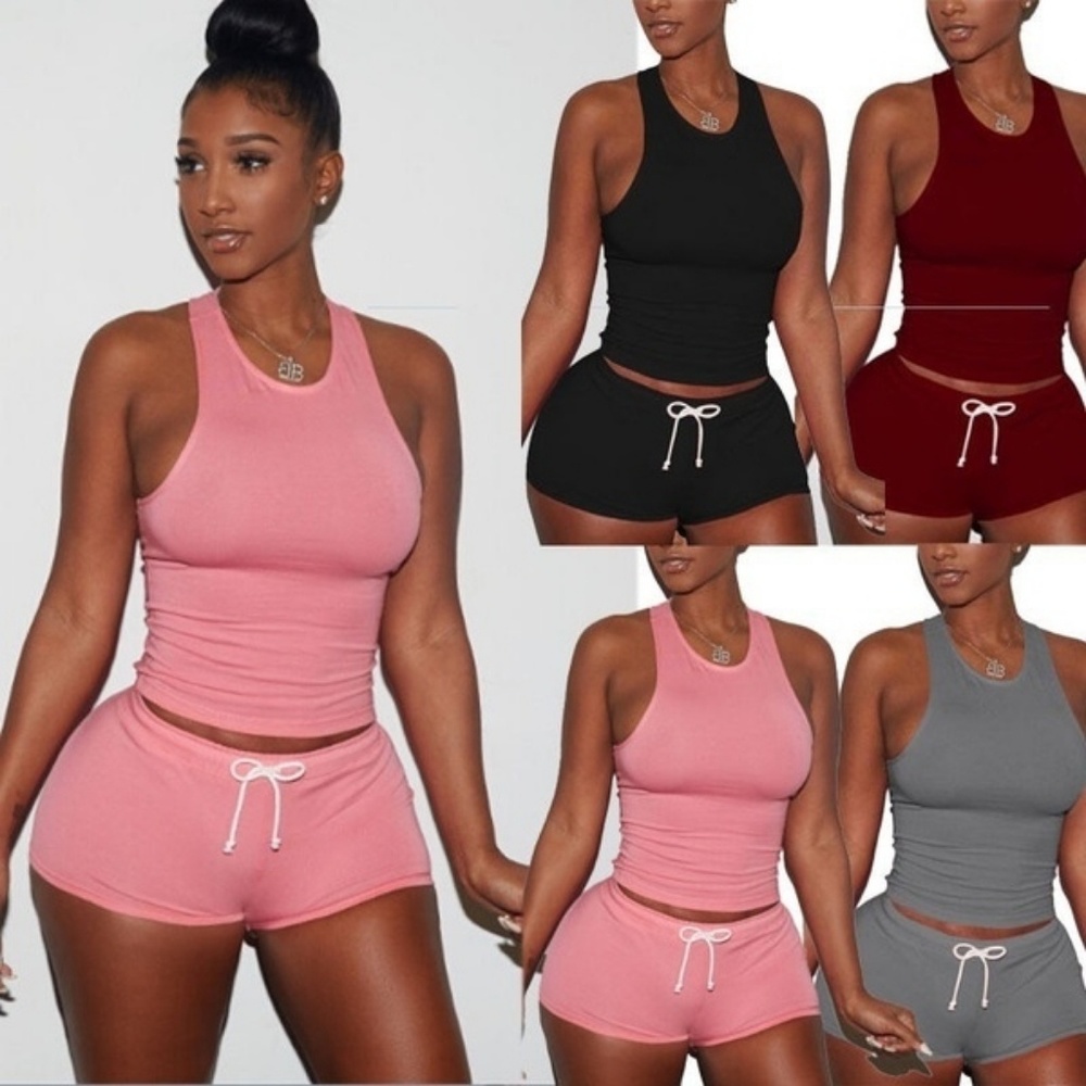 Women Sexy Shorts Two Piece Crop Top lounge wear